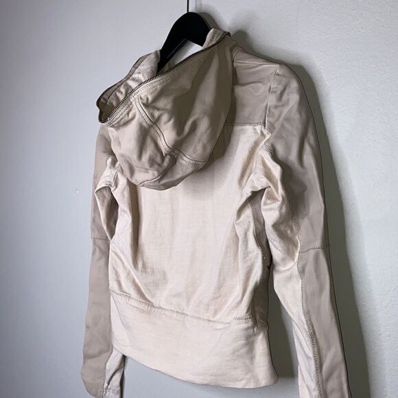 Laundry By Shelli Segal Leather Full Zip Jacket Coat Biege Tan Cream woman’s S - Picture 5 of 6